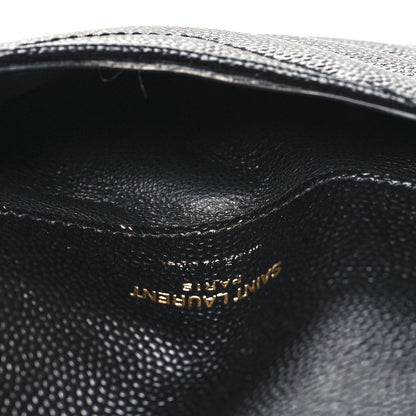 Saint Laurent Grain De Poudre Matelasse Chevron Monogram Compact Wallet Black 5 of 9