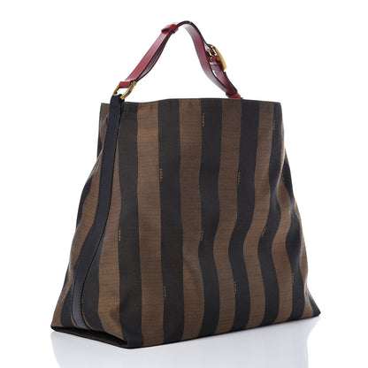 Fendi Pequin Cuoio Vegetale Large Hobo Tobacco Rosso Black 3 of 10
