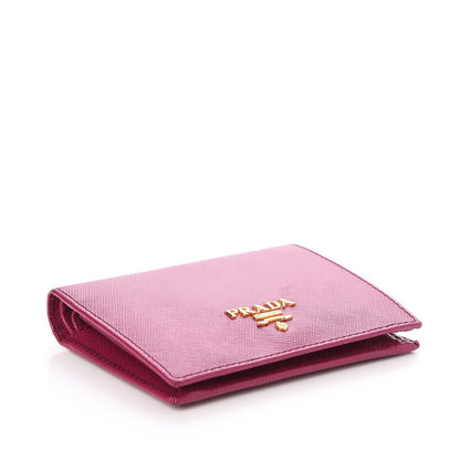 Prada Saffiano Metal Bi-Fold Wallet Ibisco 4 of 7