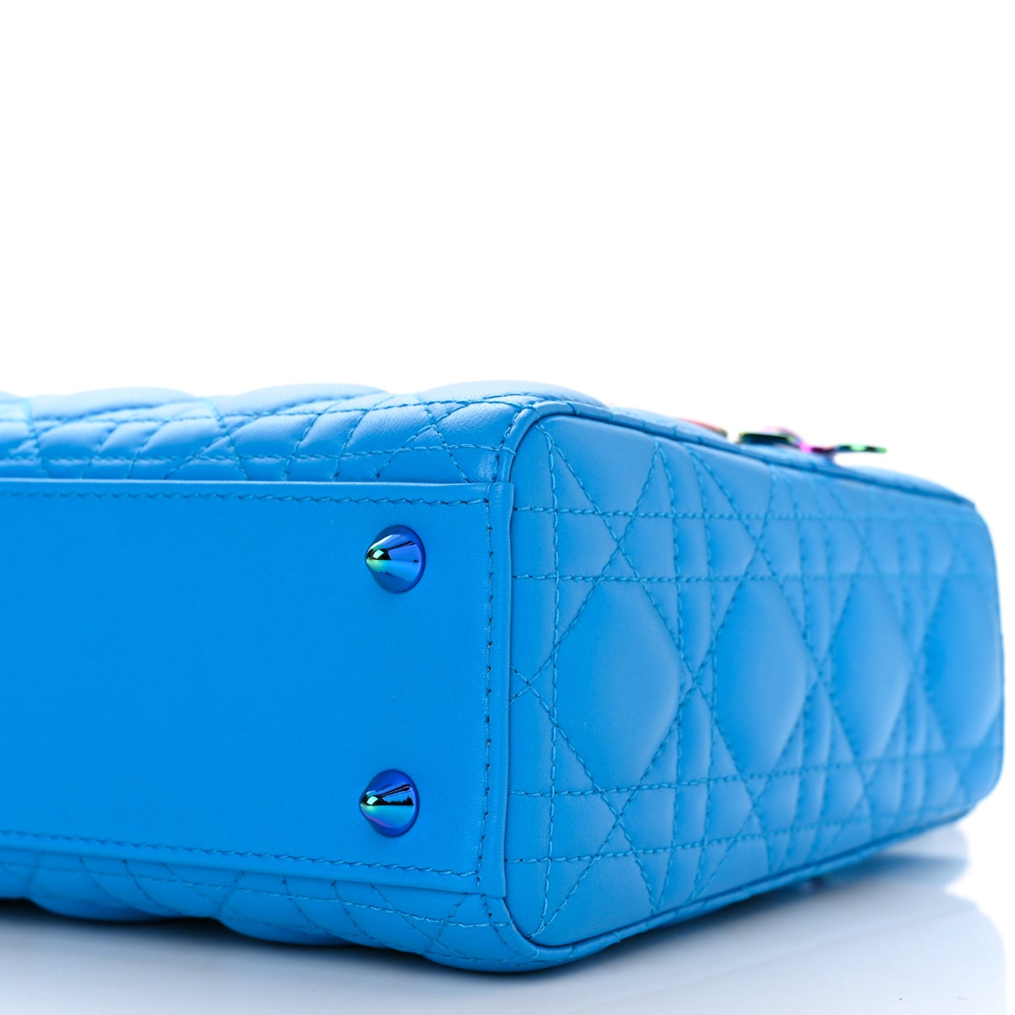 Lambskin Cannage Small Lady Dior Bright Blue