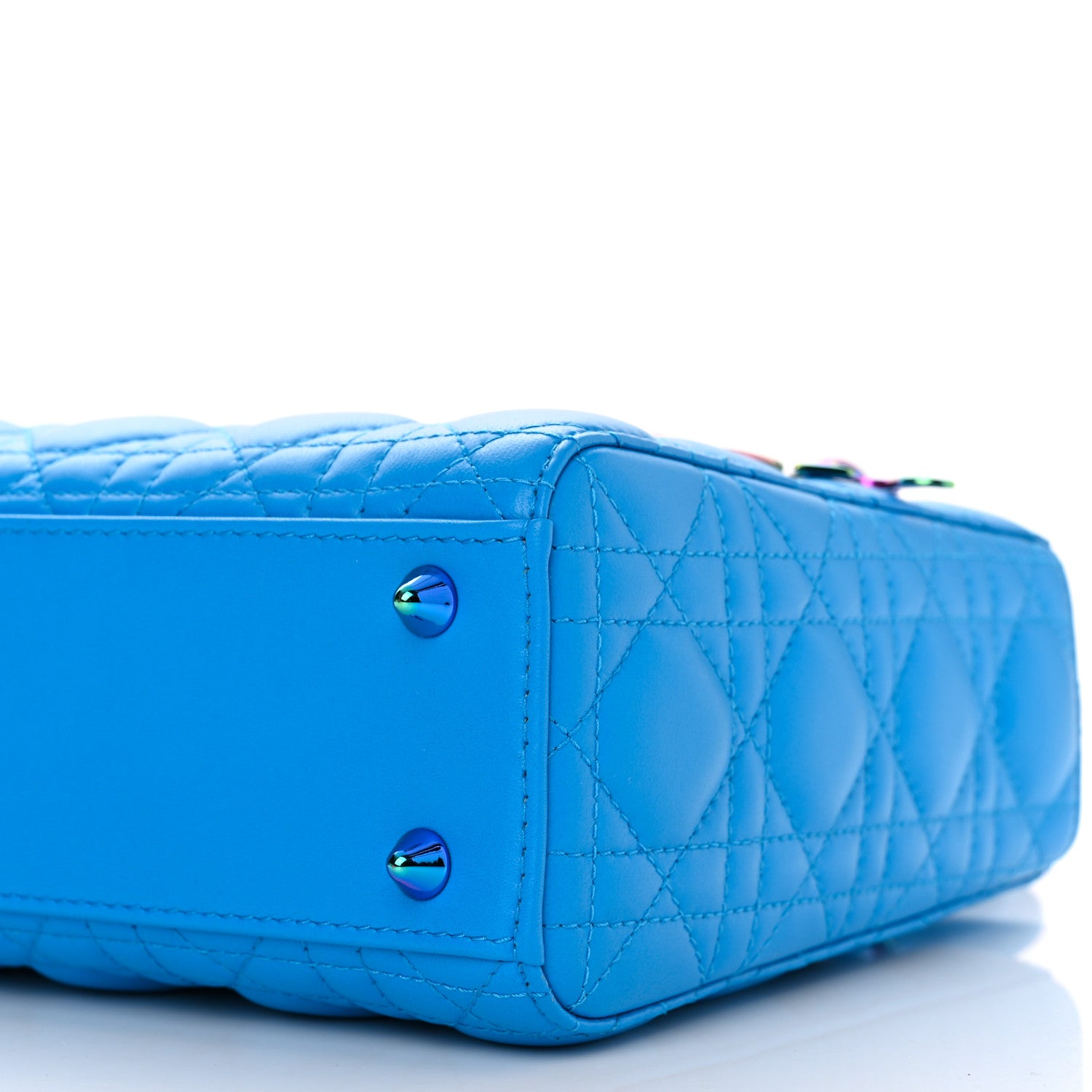 Christian Dior Lambskin Cannage Small Lady Dior Bright Blue 10 of 11