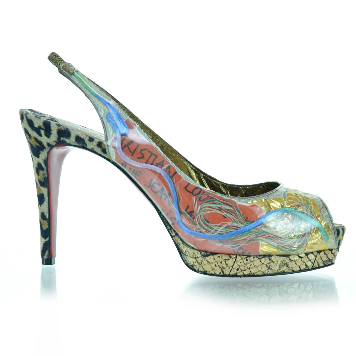Christian Louboutin PVC Suede Winter Trash 100 Pumps 38 Multi 3 of 8