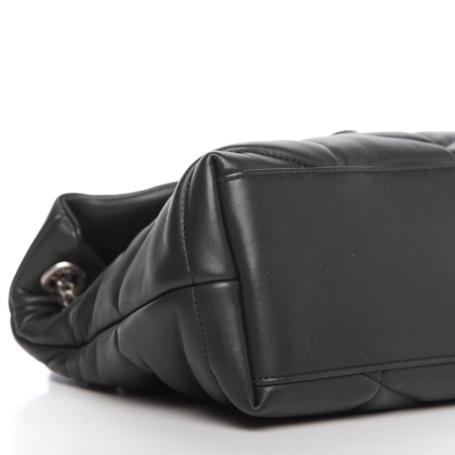 Saint Laurent Lambskin Quilted Small Loulou Puffer Monogram Chain Satchel Dark Green 6 of 10