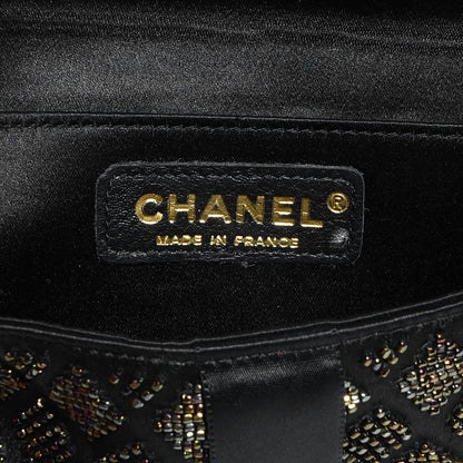 Chanel Satin Beaded Ribbon Bow Clutch Black 6 of 7