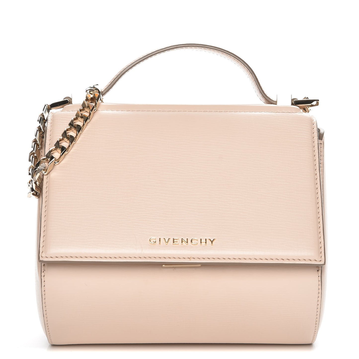 Textured Calfskin Mini Pandora Box Chain Crossbody Bag Powder Pink