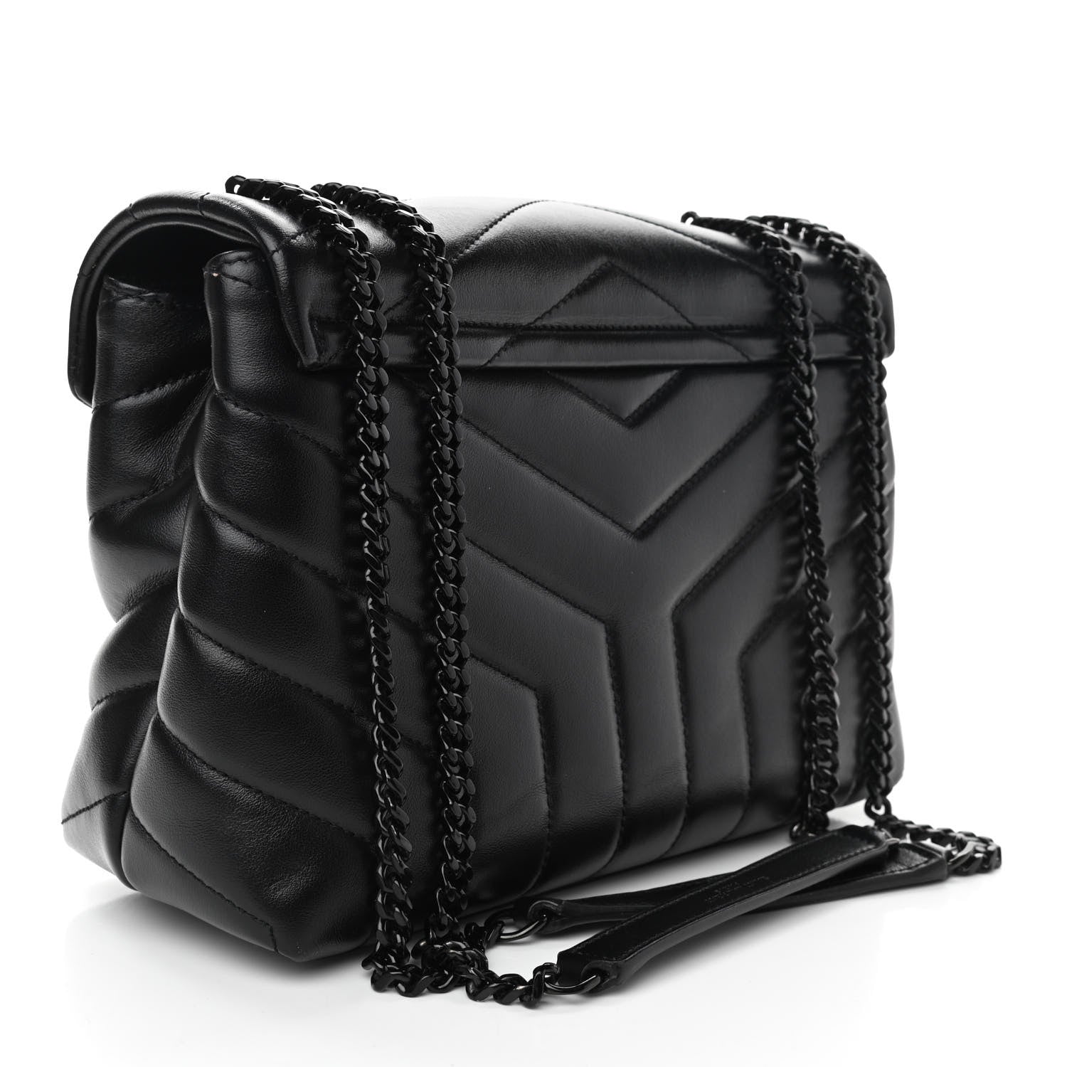 Saint Laurent Calfskin Y Quilted Monogram Small Loulou Chain Satchel Black 3 of 10