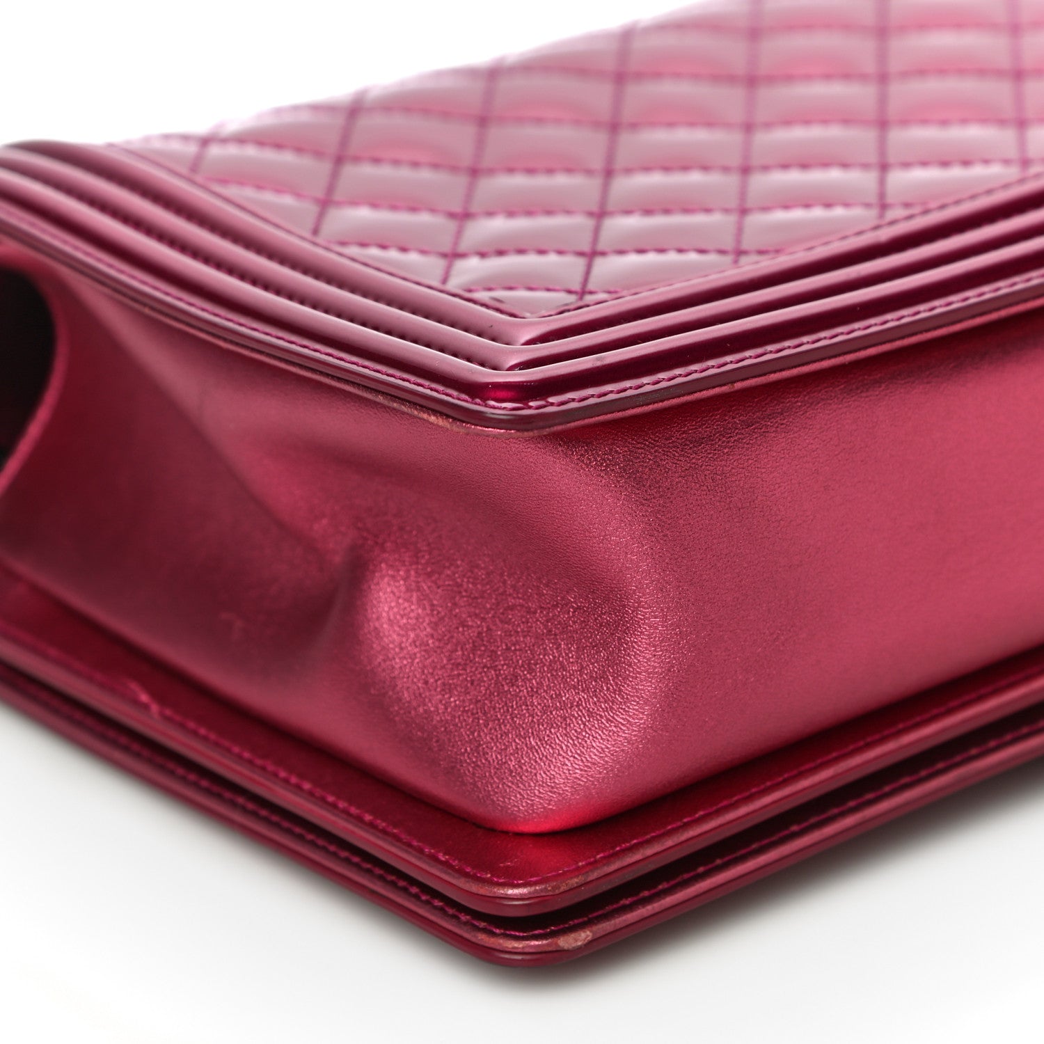 Chanel Metallic Patent Quilted New Medium Boy Flap Fuchsia 11 of 25