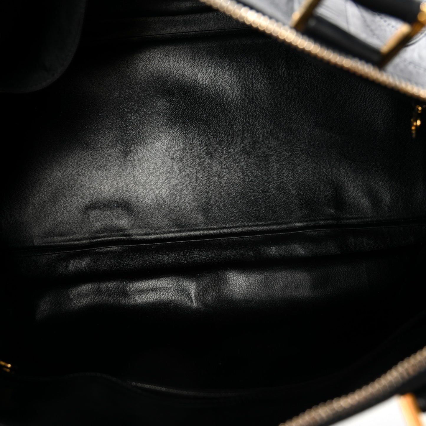 Calfskin Stitched Duffle Travel Bag Black