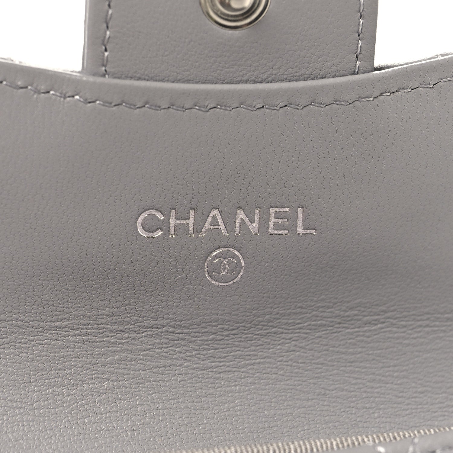 Chanel Lambskin Quilted Flap Card Holder Wallet Grey 6 of 7
