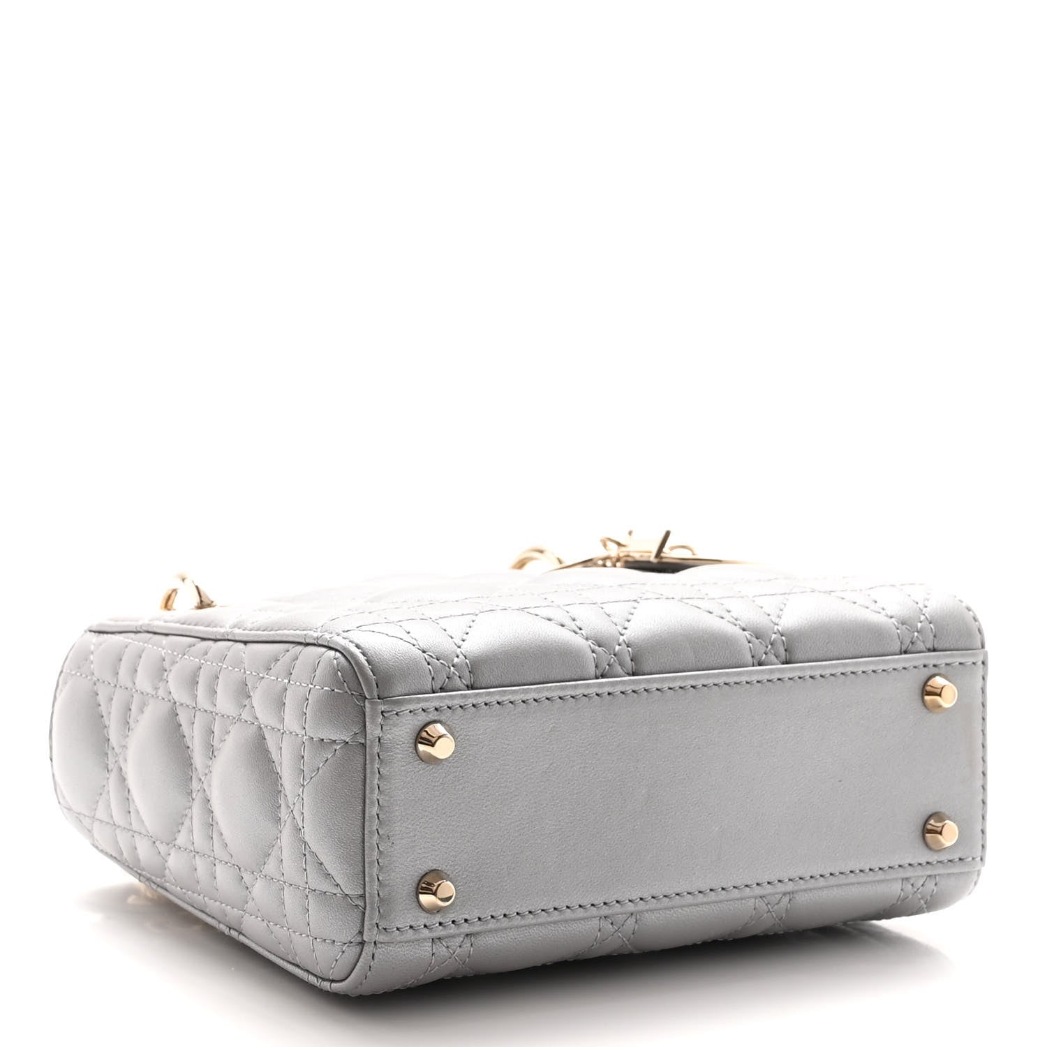 Christian Dior Metallic Lambskin Cannage Mini Lady Dior Grey 3 of 8