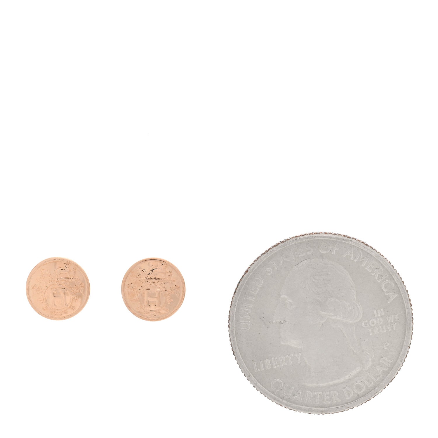 Hermes 18K Rose Gold TPM Ex-Libris Stud Earrings 2 of 5