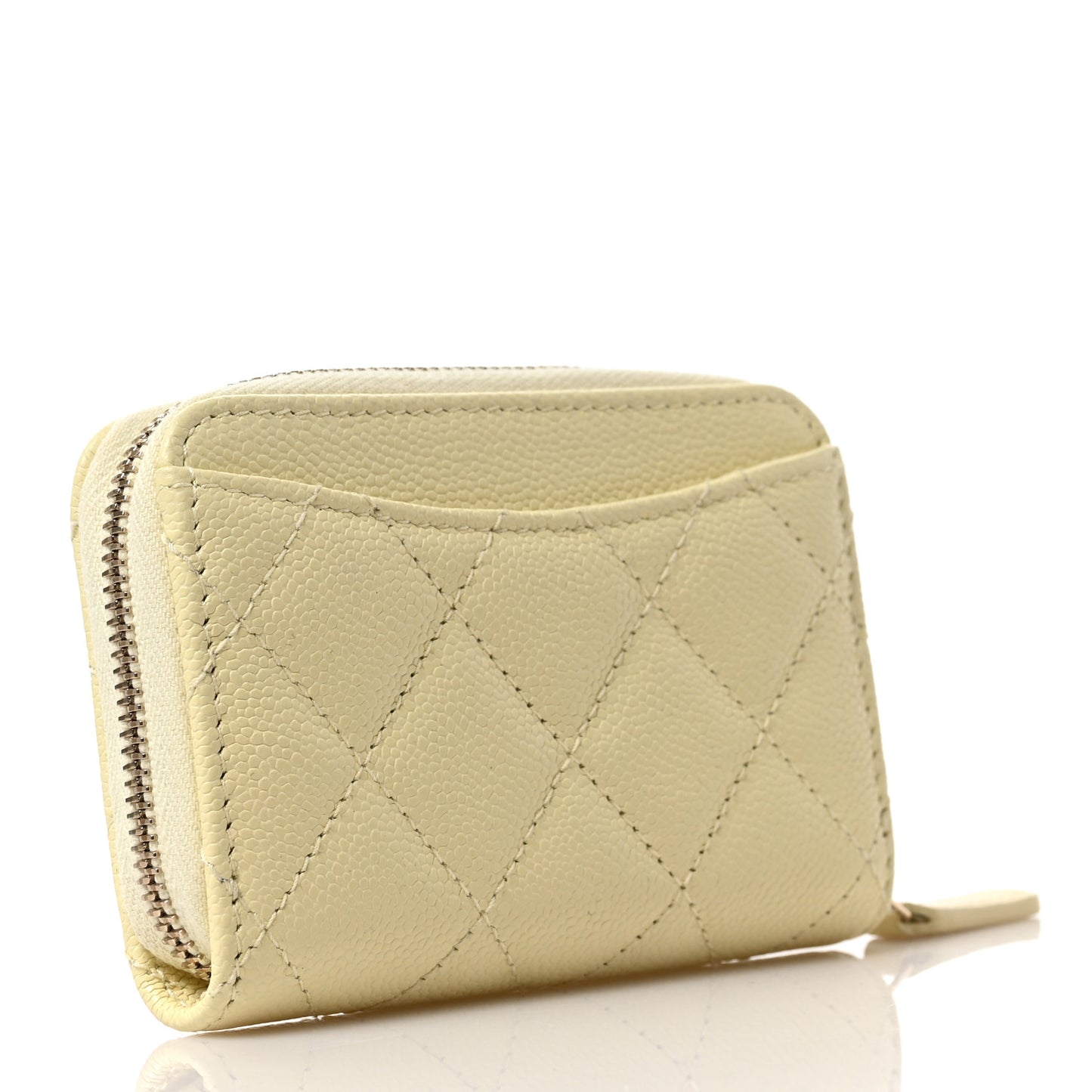 Caviar Quilted Zip Coin Purse Yellow