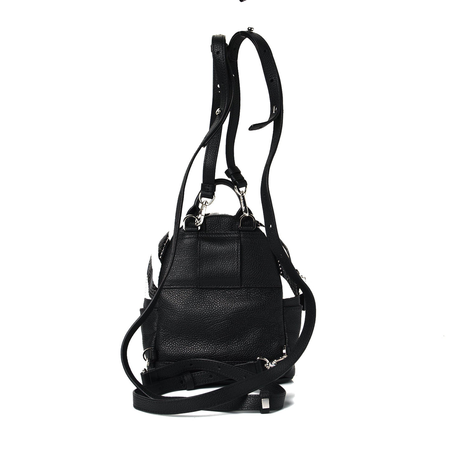 Calfskin Striped X-Mini Roboter Mixed-Media Backpack Black White Multicolor