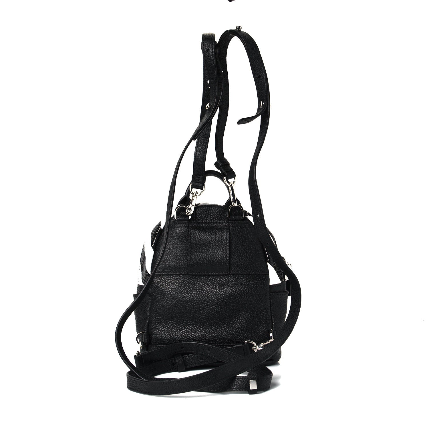 MCM Calfskin Striped X-Mini Roboter Mixed-Media Backpack Black White Multicolor 2 of 4