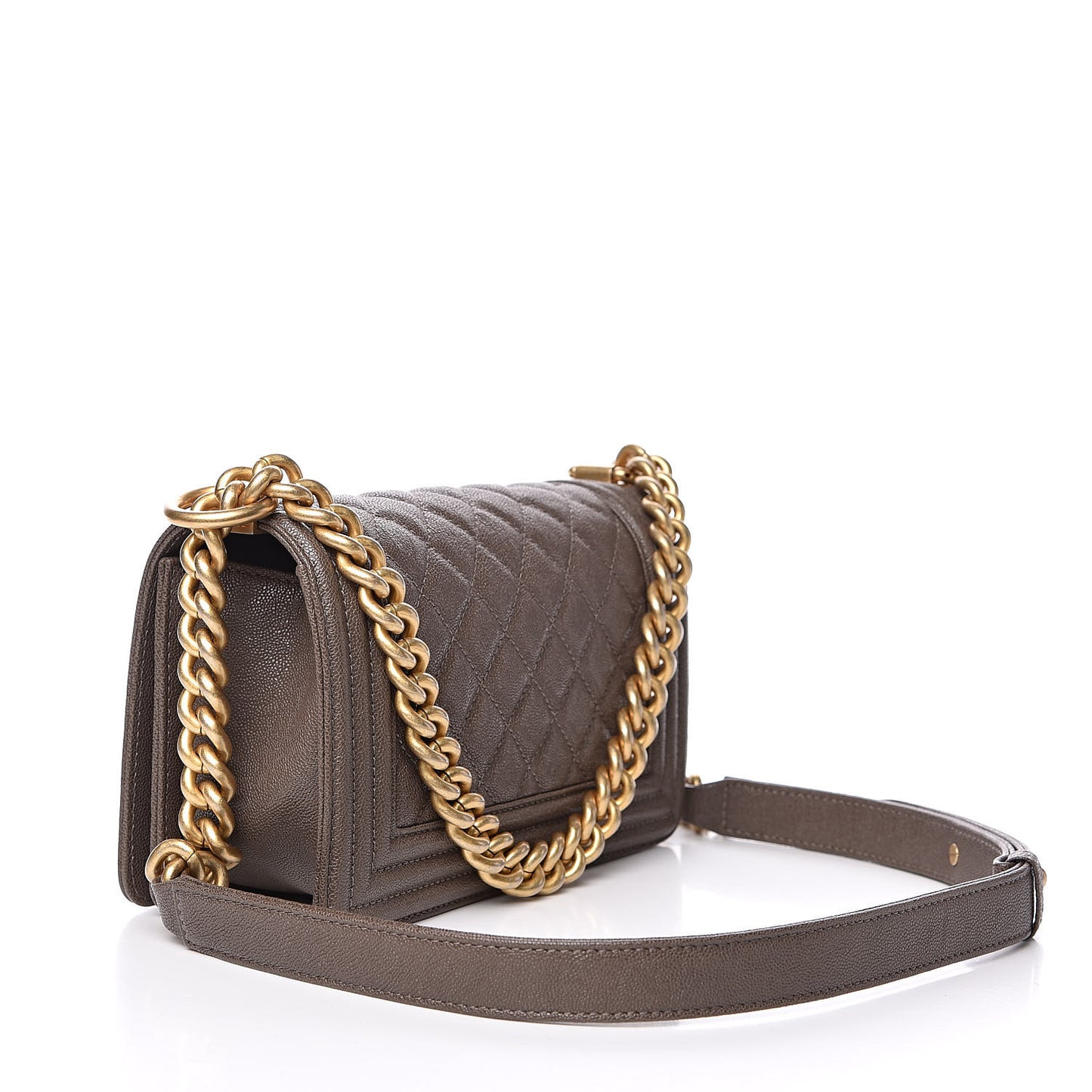 Caviar Quilted Small Boy Flap Khaki