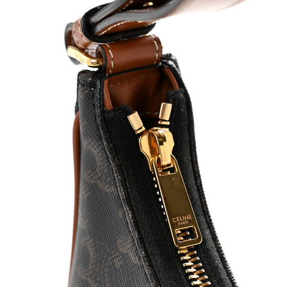 Celine Triomphe Canvas Calfskin Ava Shoulder Bag Tan 13 of 14