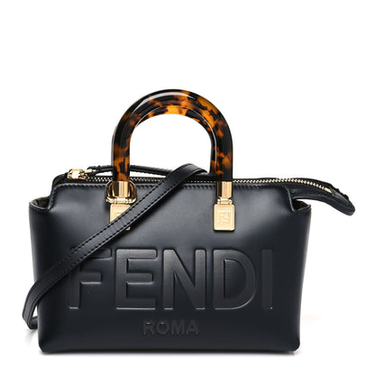 Fendi Vitello King Plexiglass Logo Embossed Mini By The Way Top Handle Boston Bag Black 1 of 10