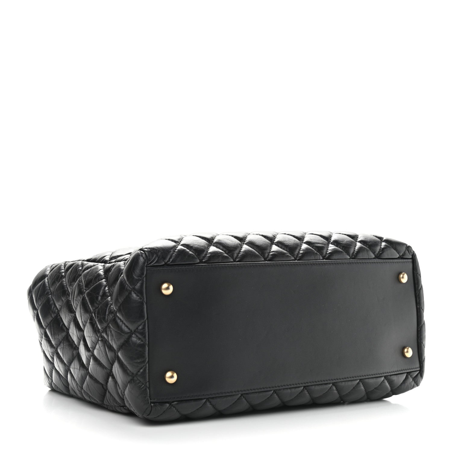 Chanel Aged Calfskin Quilted Coco Handle Shopping Tote Black 4 of 9