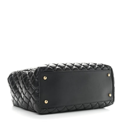 Chanel Aged Calfskin Quilted Coco Handle Shopping Tote Black 4 of 9