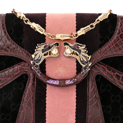 Gucci Velvet Monogram Crocodile Tom Ford Jeweled Dragon Shoulder Bag Purple Pink 7 of 10