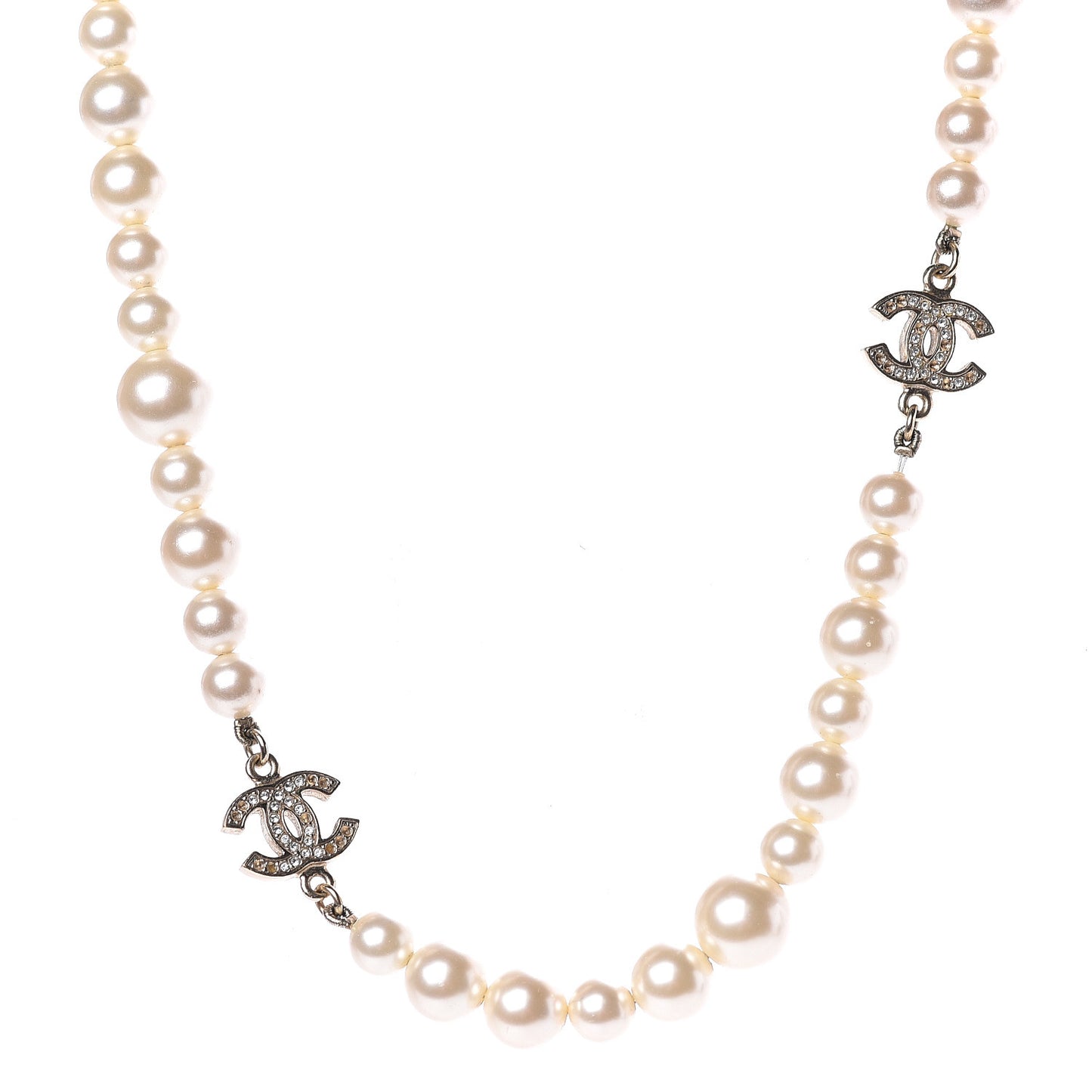 Pearl Crystal CC Short Necklace Gold