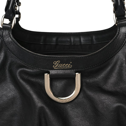 Gucci Calfskin Large D Gold Ring Shoulder Bag Black 9 of 16