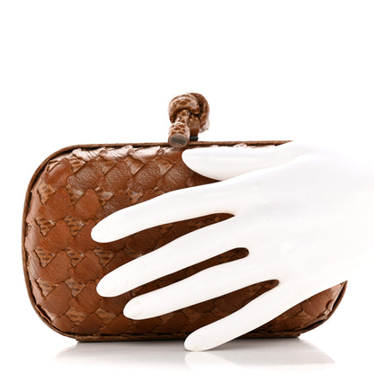 Bottega Veneta Ayers Grained Calfskin Intrecciato Knot Clutch Brown 2 of 12