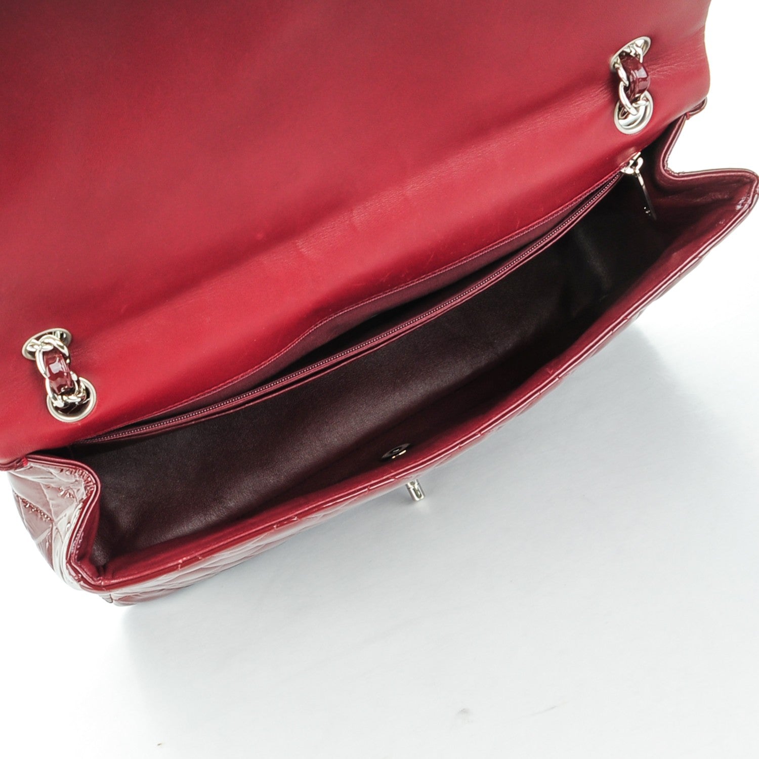 Chanel Patent Quilted Maxi Single Flap Dark Red 5 of 12