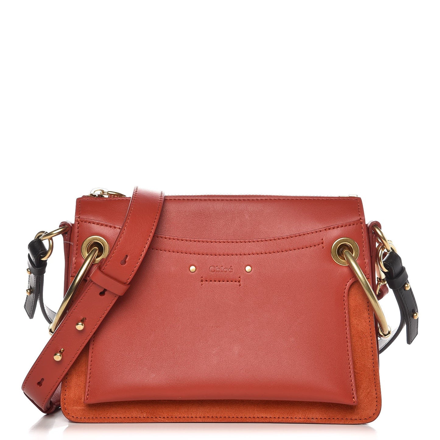 Calfskin Suede Small Roy Bag Earthy Red