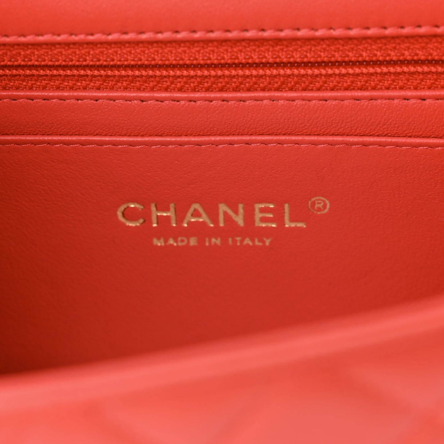 Lambskin Quilted Mini Rectangular Flap Coral