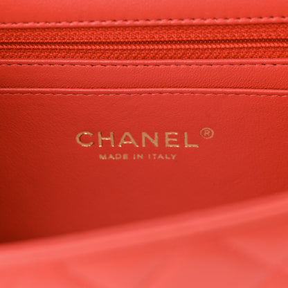 Chanel Lambskin Quilted Mini Rectangular Flap Coral 6 of 10