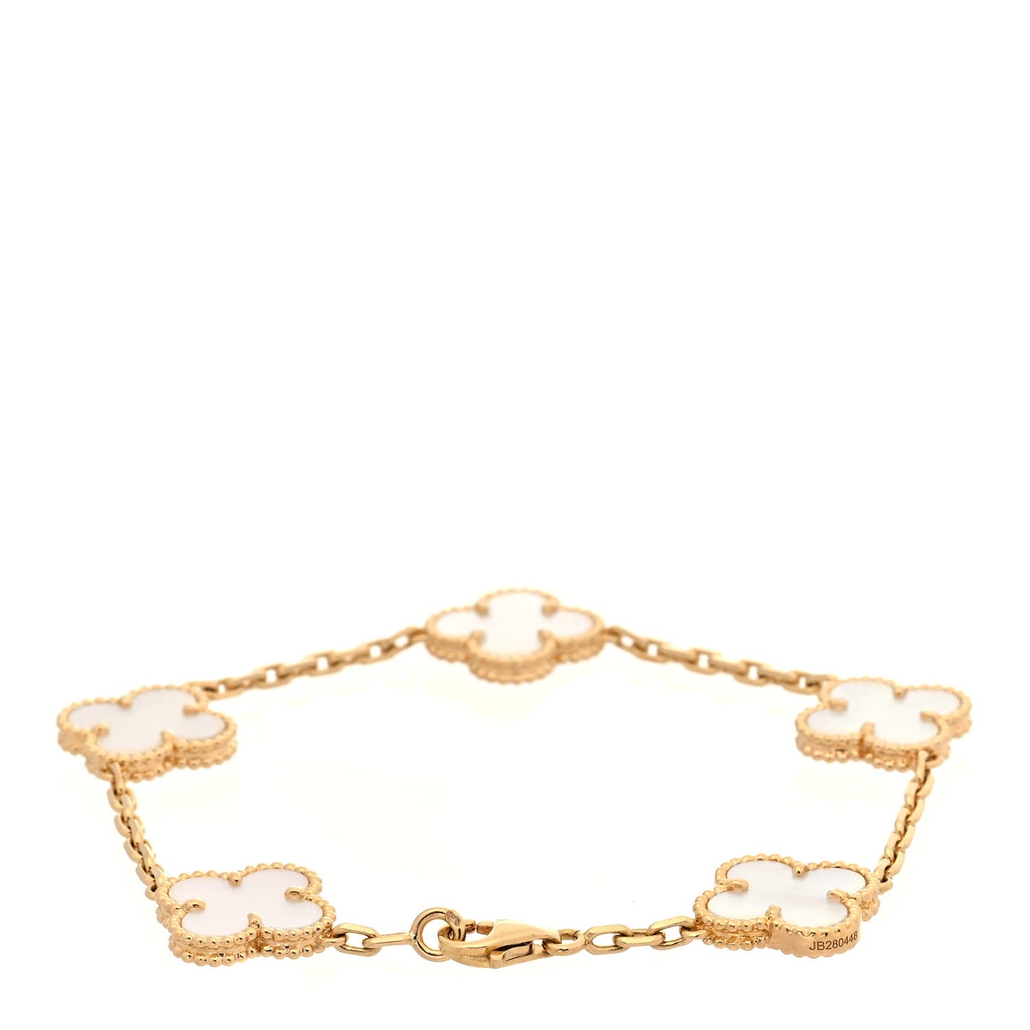 18K Yellow Gold Mother of Pearl 5 Motifs Vintage Alhambra Bracelet