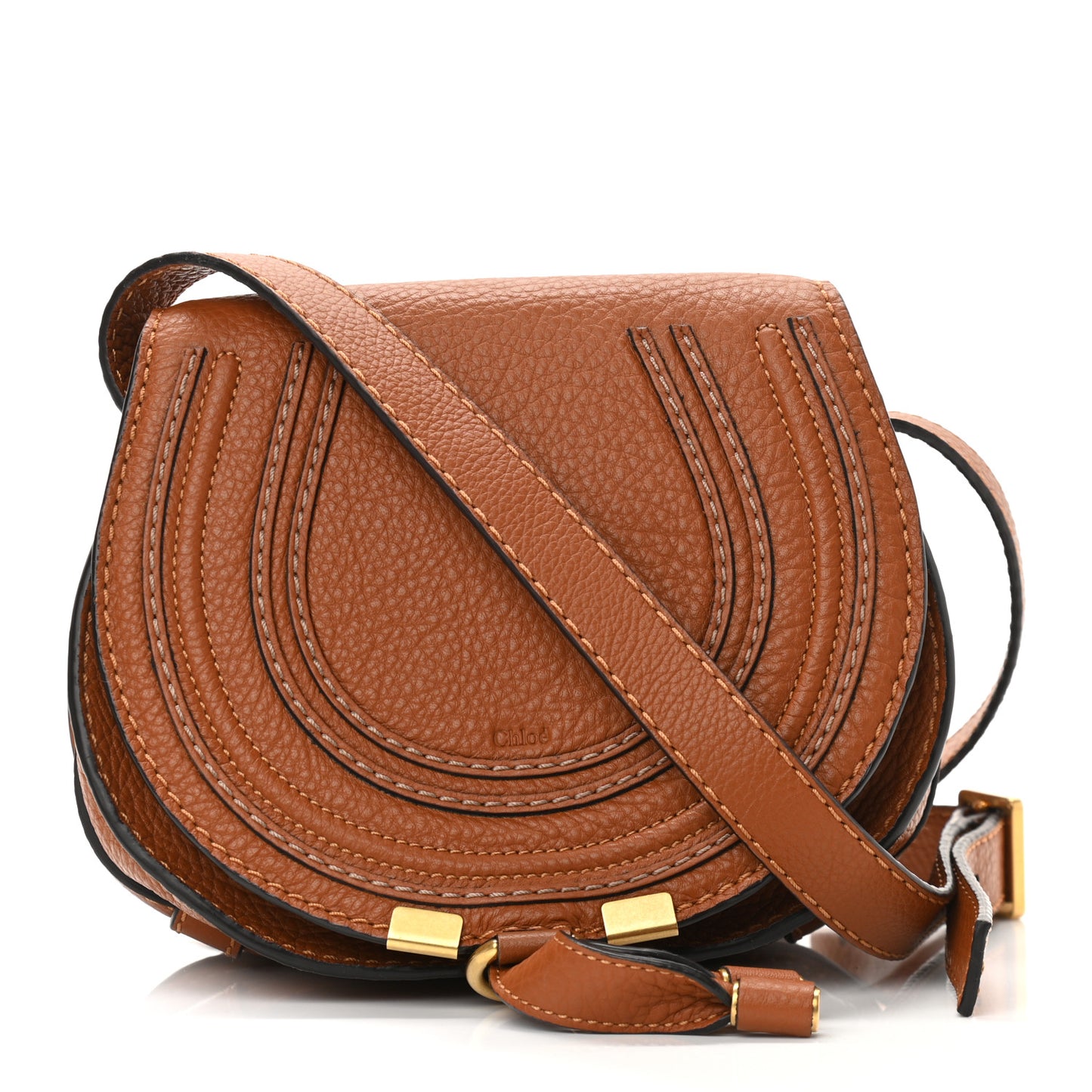 Calfskin Mini Marcie Round Crossbody Bag Tan