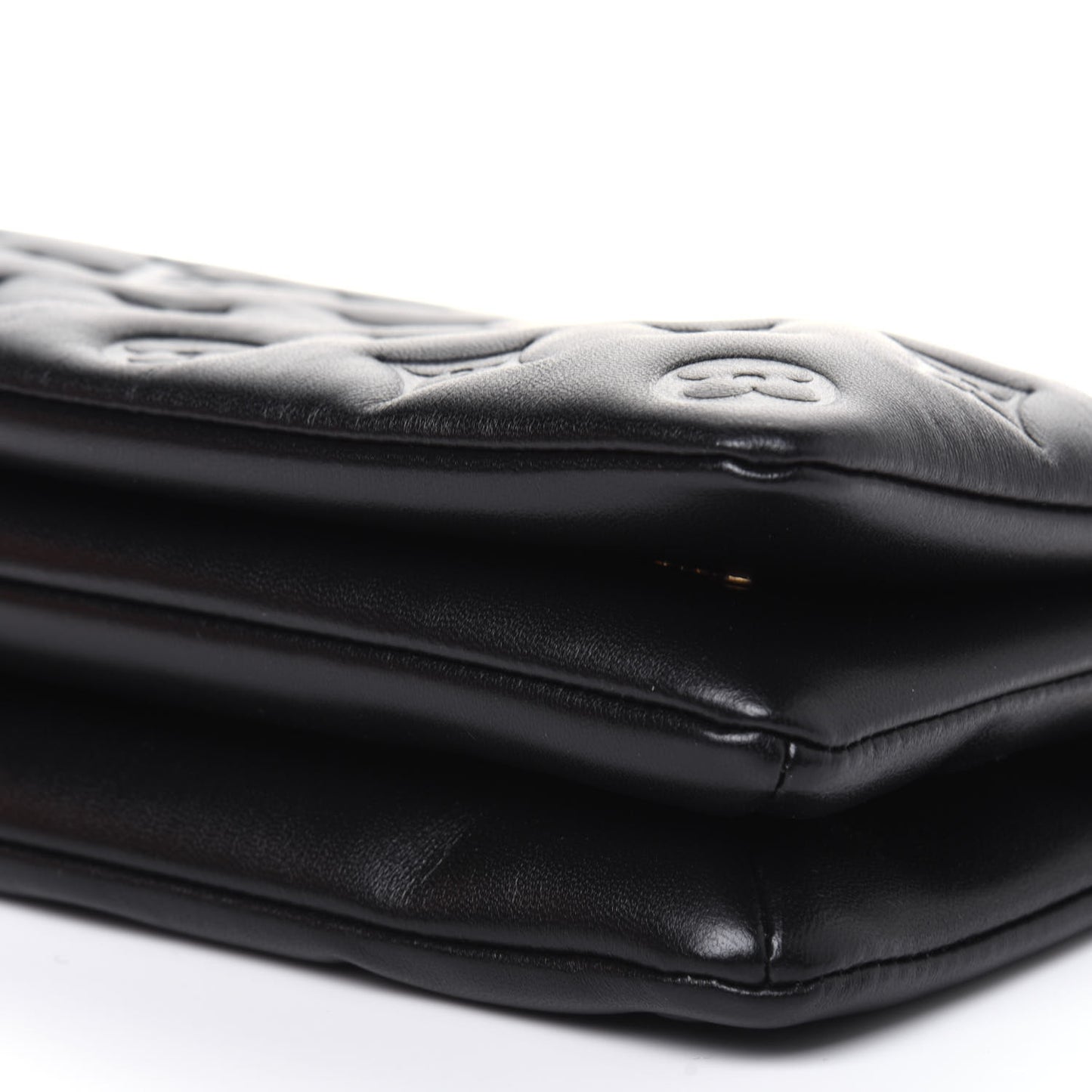 Lambskin Embossed Monogram Pochette Coussin Black