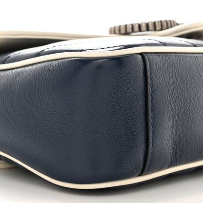 Gucci Vintage Effect Calfskin Matelasse Diagonal Small Torchon GG Marmont Shoulder Bag Blue Agata Mystic White 9 of 10