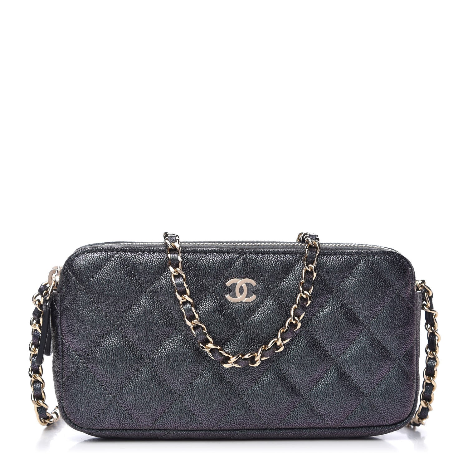 Chanel Iridescent Caviar Quilted Small Clutch With Chain Black 1 of 10