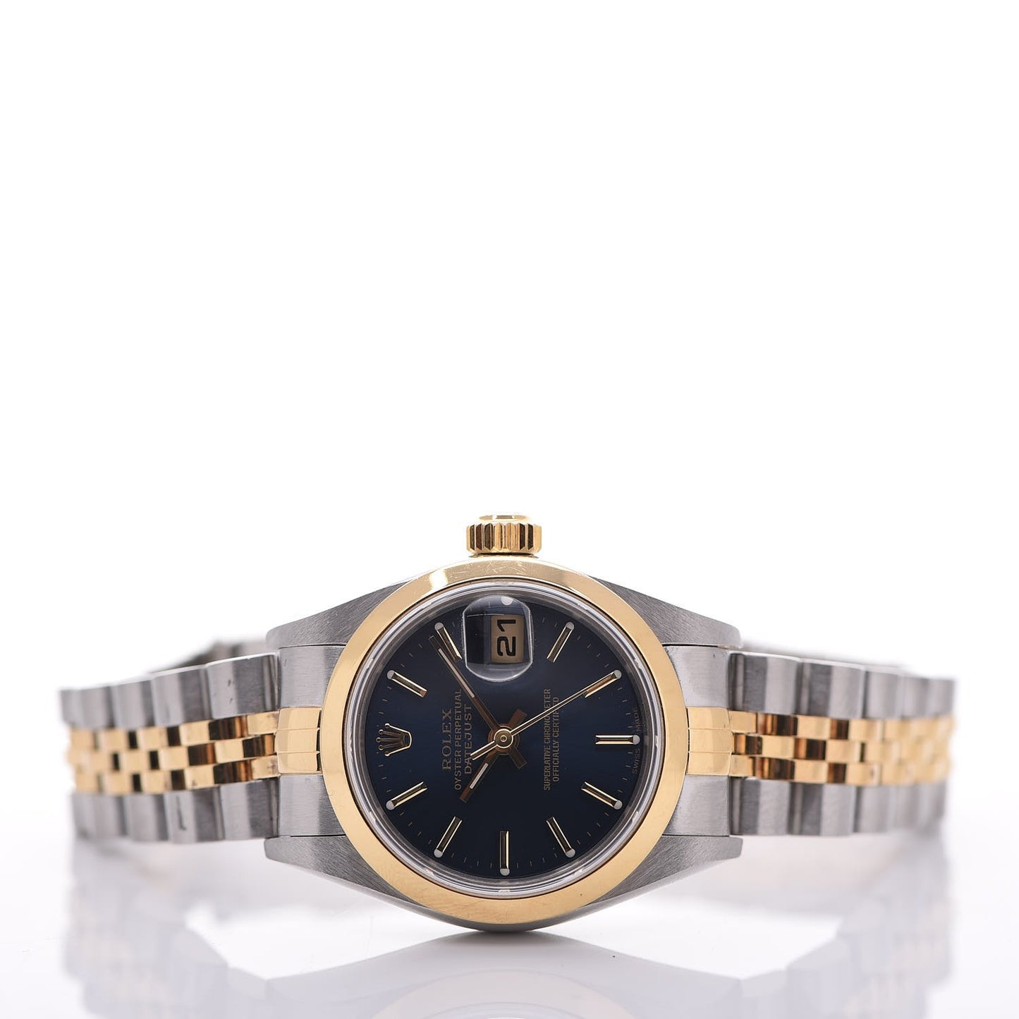Stainless Steel 18K Yellow Gold 26mm Oyster Perpetual Datejust Watch Blue 79163