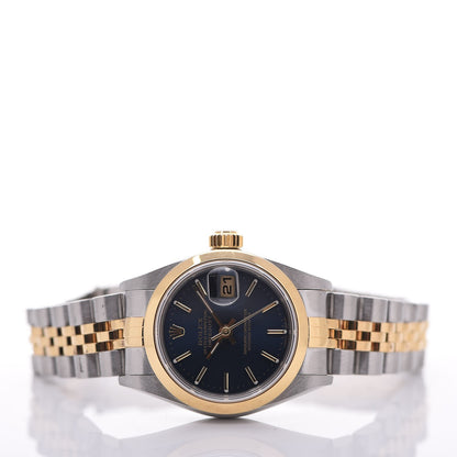 Rolex Stainless Steel 18K Yellow Gold 26mm Oyster Perpetual Datejust Watch Blue 79163 3 of 5