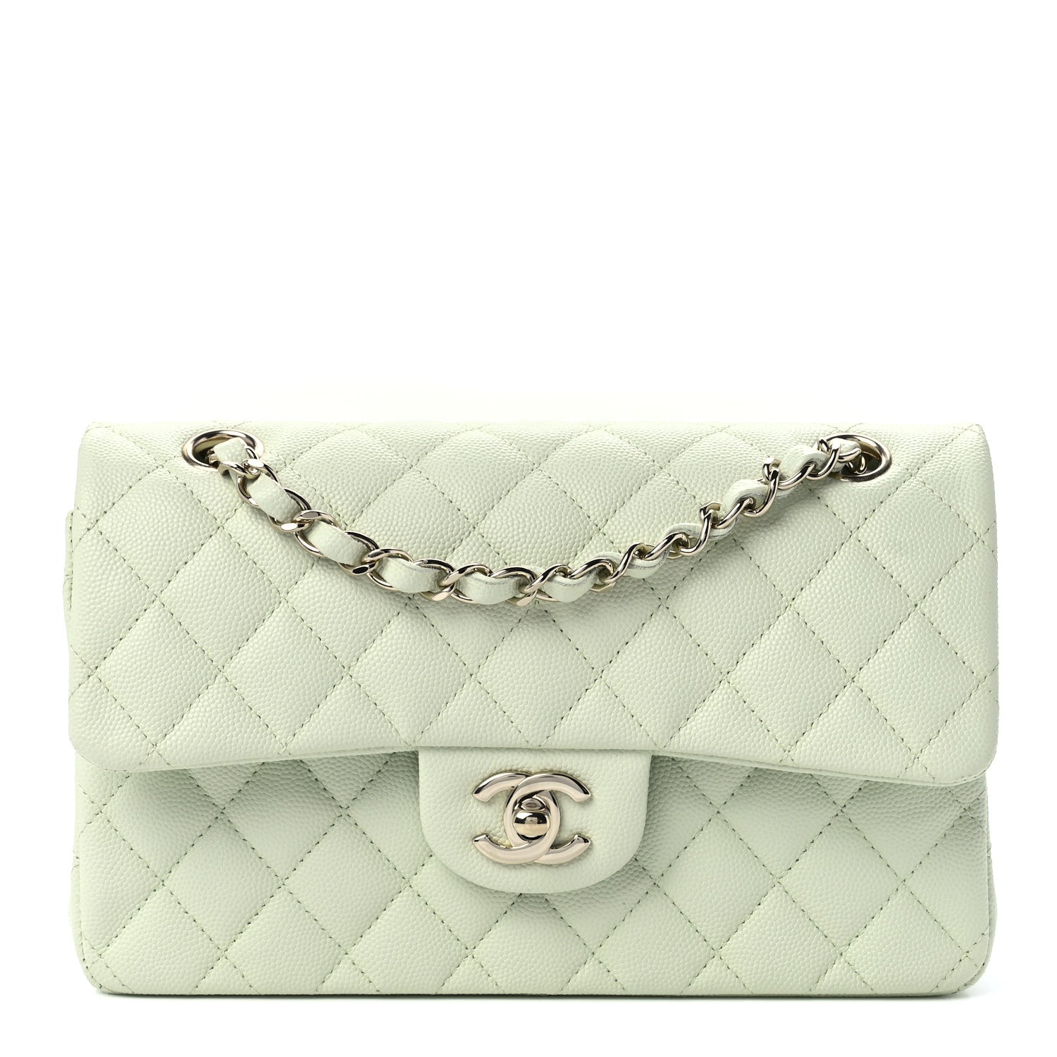 Chanel Caviar Quilted Small Double Flap Light Green 1 of 13