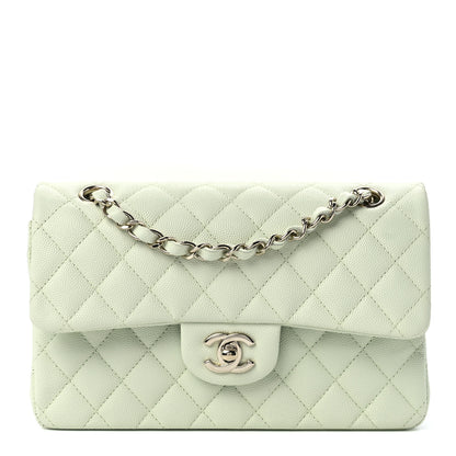 Chanel Caviar Quilted Small Double Flap Light Green 1 of 13
