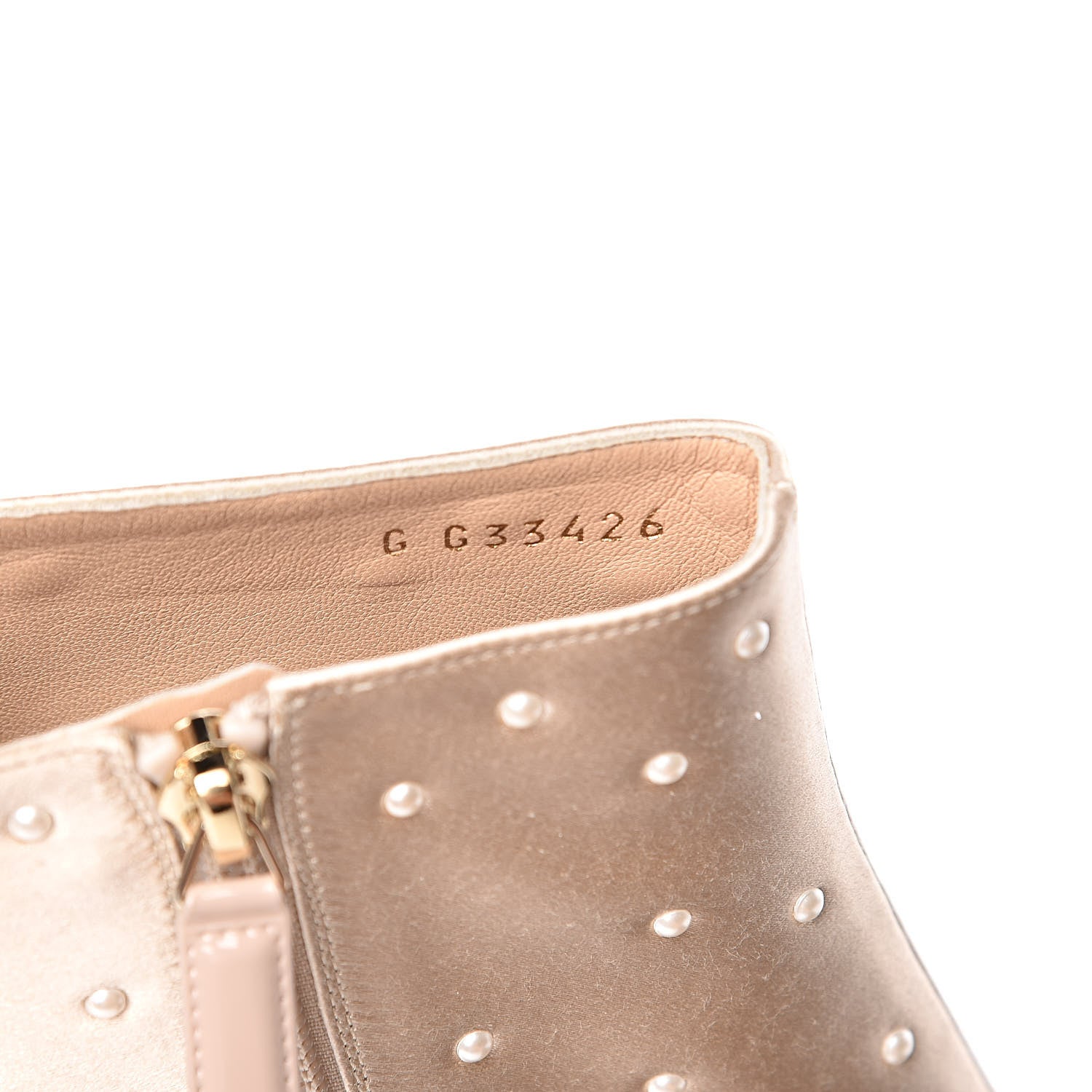 Chanel Satin Pearls Cap Toe Short Boots 40 Light Gold 8 of 9
