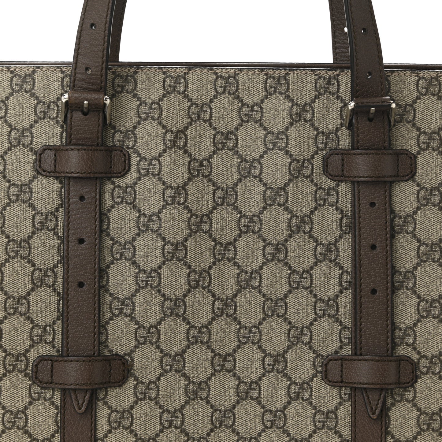 GG Supreme Monogram Textured Dollar Calfskin Medium Detail Tote Beige Ebony New Acero