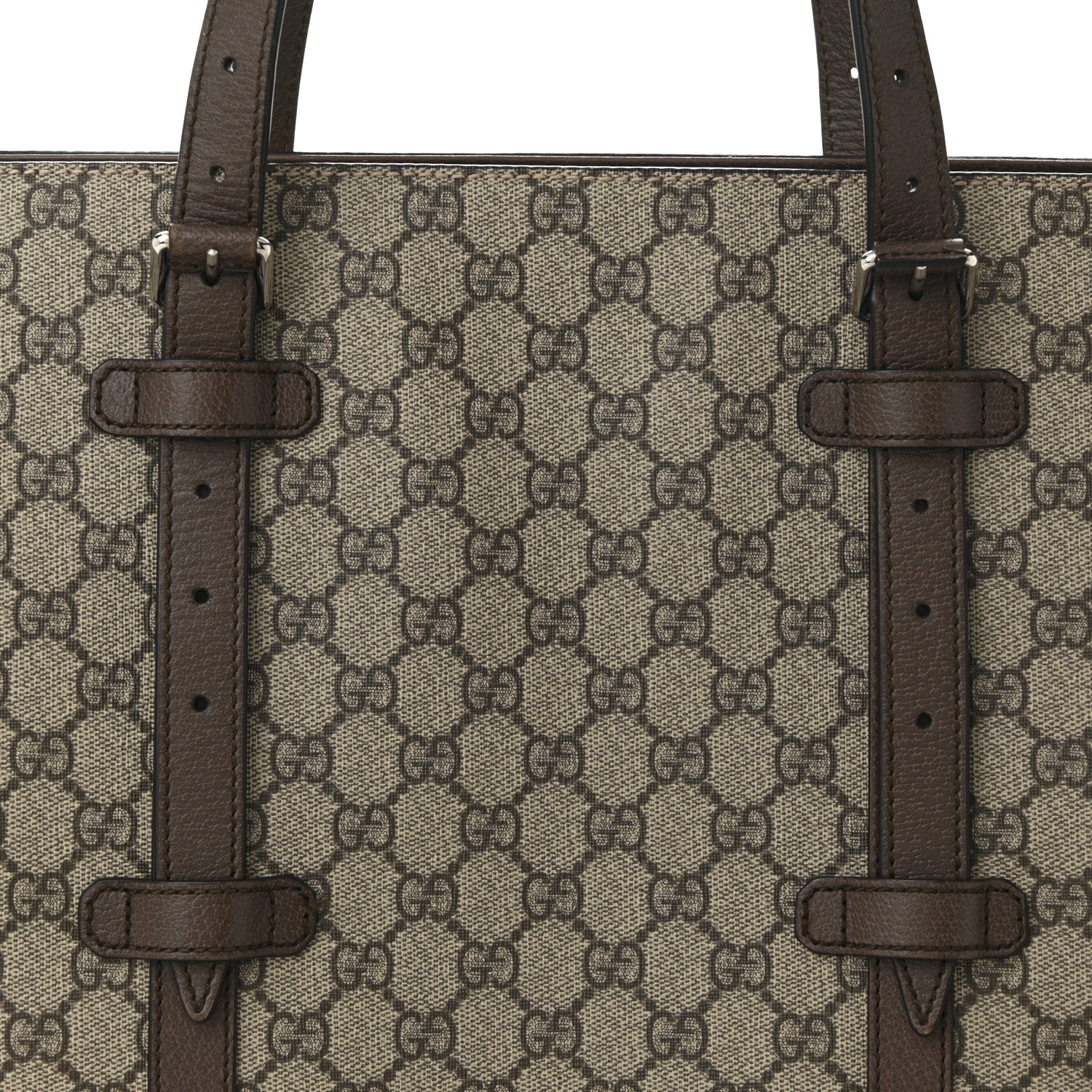 Gucci GG Supreme Monogram Textured Dollar Calfskin Medium Detail Tote Beige Ebony New Acero 8 of 10
