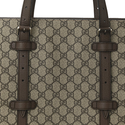 Gucci GG Supreme Monogram Textured Dollar Calfskin Medium Detail Tote Beige Ebony New Acero 8 of 10