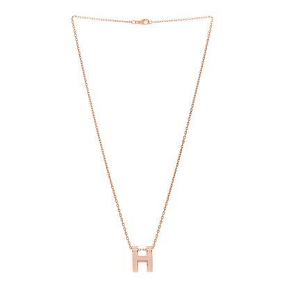 Hermes Lacquered Rose Gold Pop H Pendant Necklace Rose Dragee 3 of 6