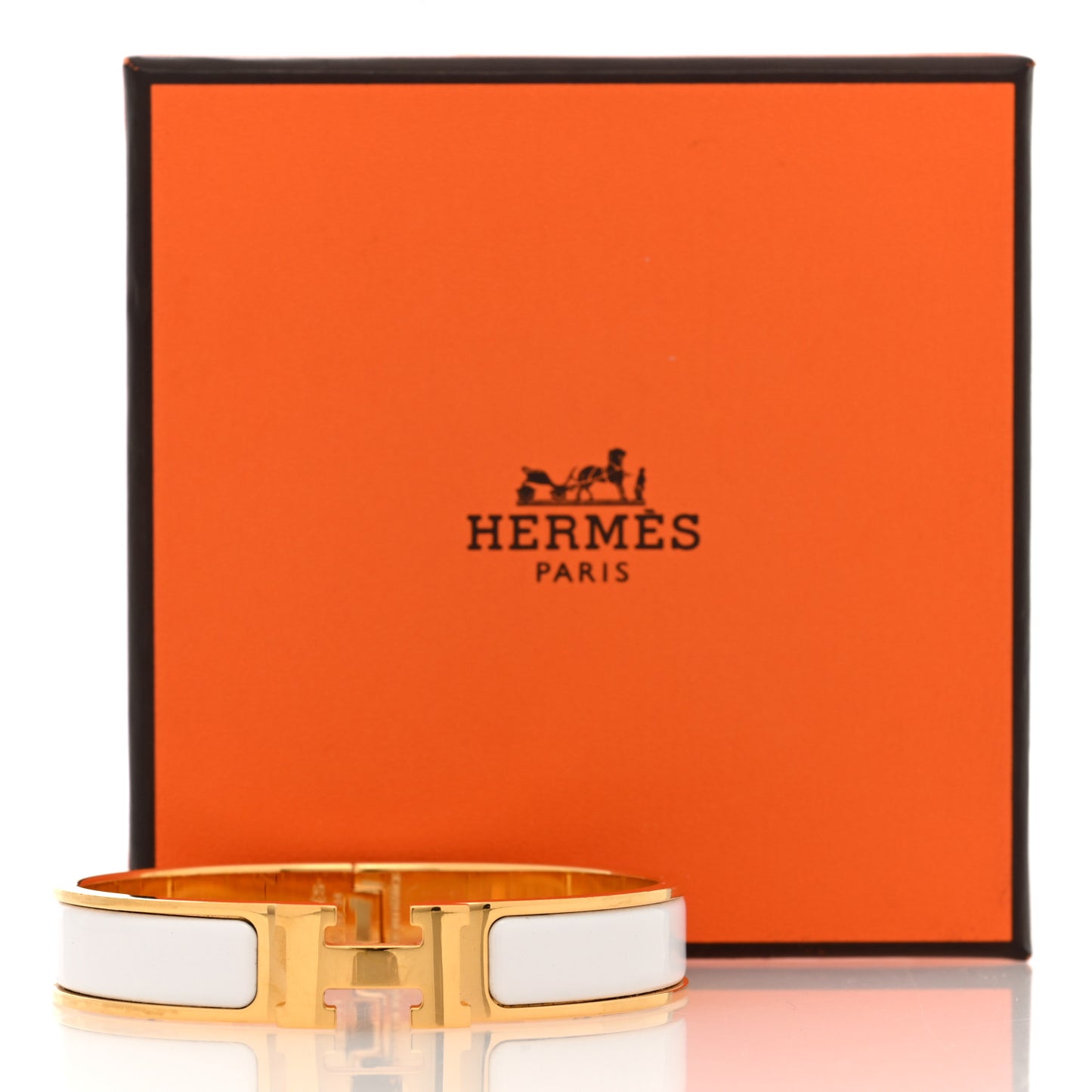 Enamel Narrow Clic Clac H Bracelet PM White