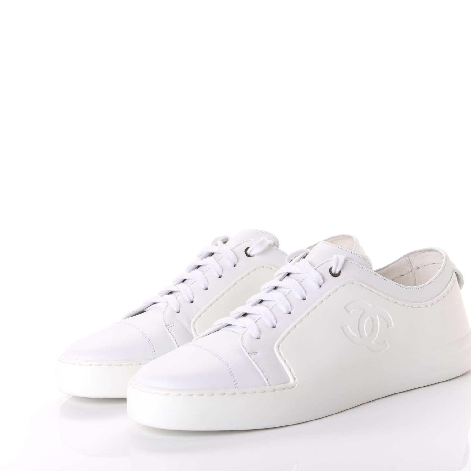 Chanel Calfskin Gum Womens CC Sneakers 39 White 2 of 11