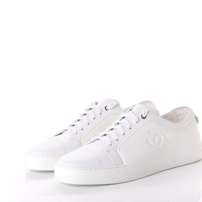 Chanel Calfskin Gum Womens CC Sneakers 39 White 2 of 11