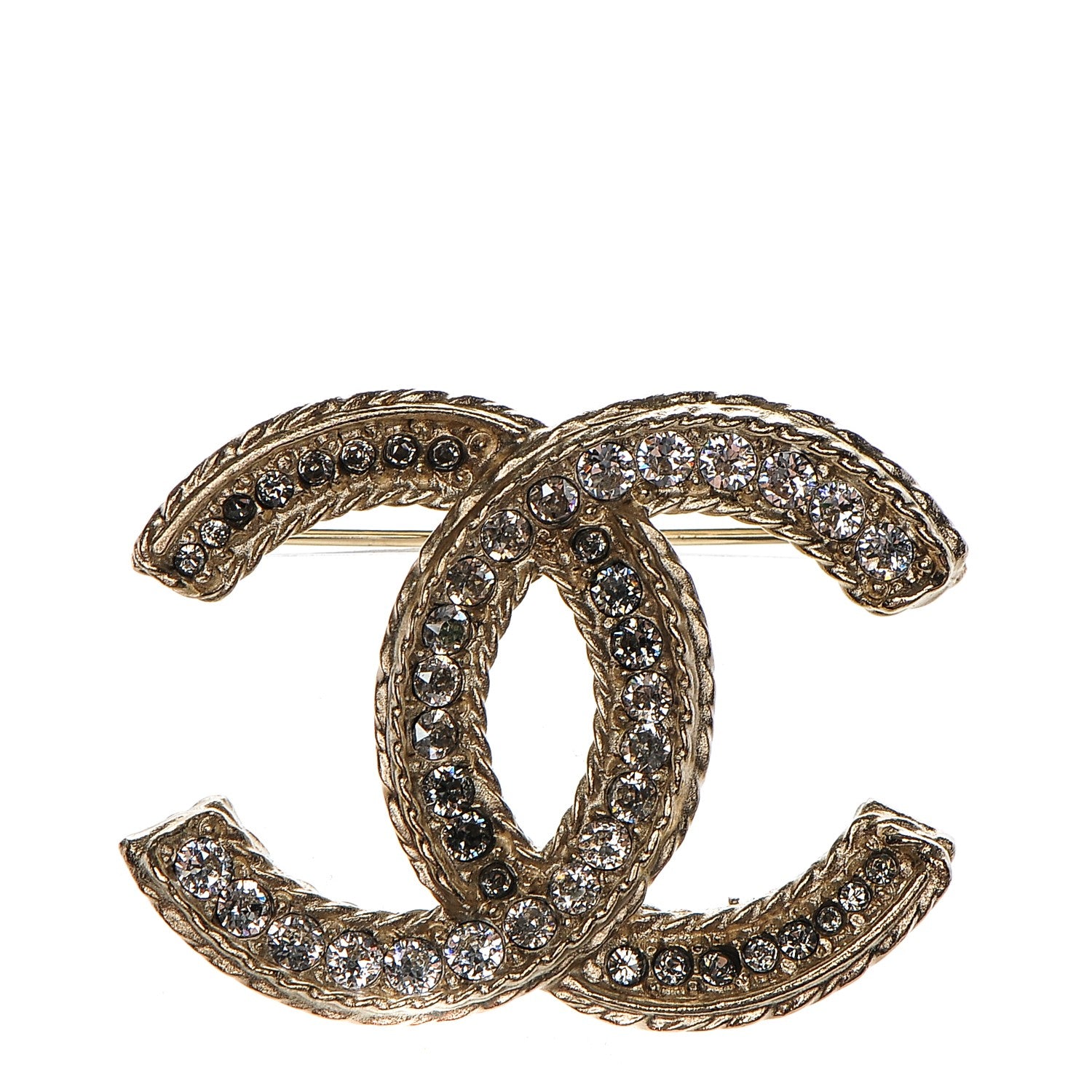Chanel Crystal CC Brooch Light Gold 1 of 5