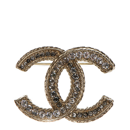 Chanel Crystal CC Brooch Light Gold 1 of 5